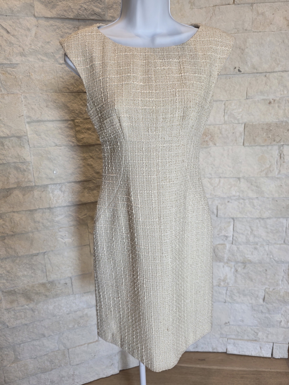 Antonio Melani - Classic Cream Tweed Sheath Dress - Elegant Career Dress